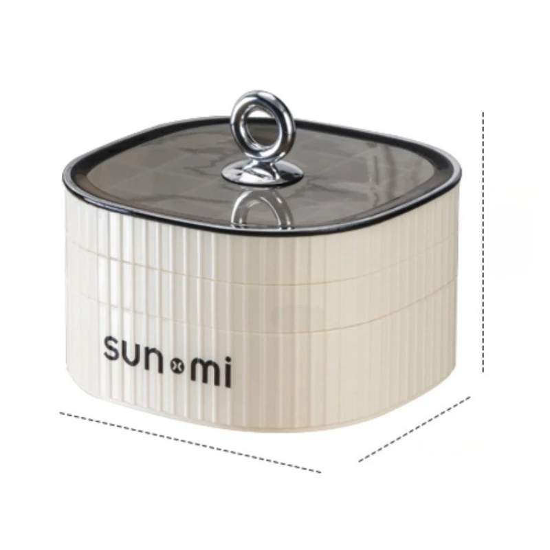 Vintage light luxury jewelry box with cream style multi-layer grid texture texture covered necklace bracelet watch storage box - Image 6