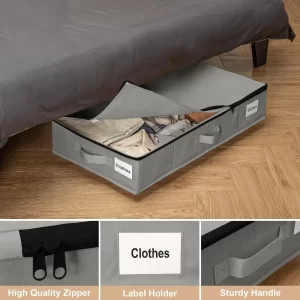 Underbed Rolling Storage Box Large Portable Foldable Wheeled Dustproof Home Space Saving for Travel Clothes Mobile Organizer