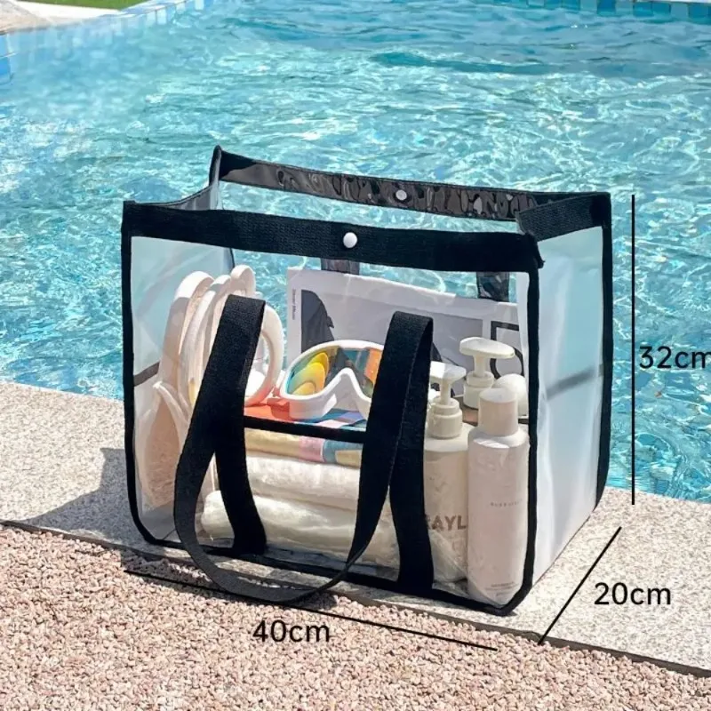 Makeup Bag PVC Transparent Portable Large Capacity Waterproof Swimming Beach Storage for Clothes Travel Essentials Organizer Bag - Image 6