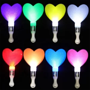 10Pcs Luminous Three Modes Colors Change LED Glow Stick Heart Shape Concert Cheering Wedding Party Light Stick Party Supplies