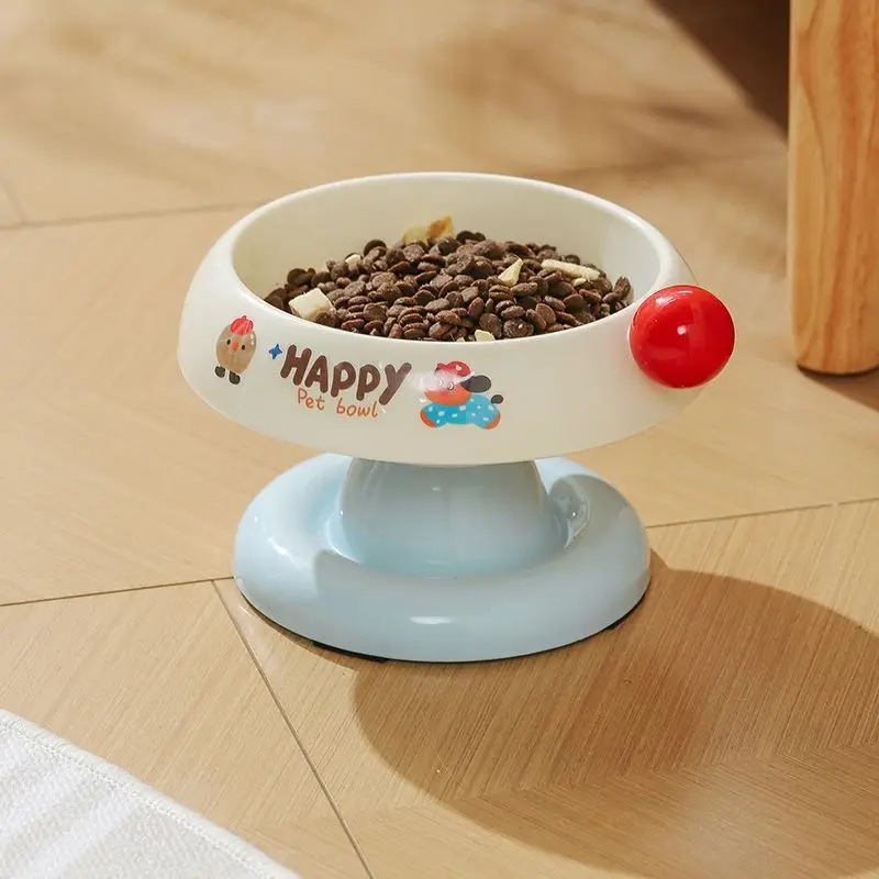 Pet stainless steel cat bowl anti slip dopamine color matching cat food basin anti black chin high foot ice creamneck protection - Image 6