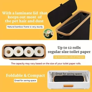 Toilet Paper Storage Basket Foldable Oxford Waterproof with Lid Bath Organizer Visible Tissue Holder for Bathroom Accessories