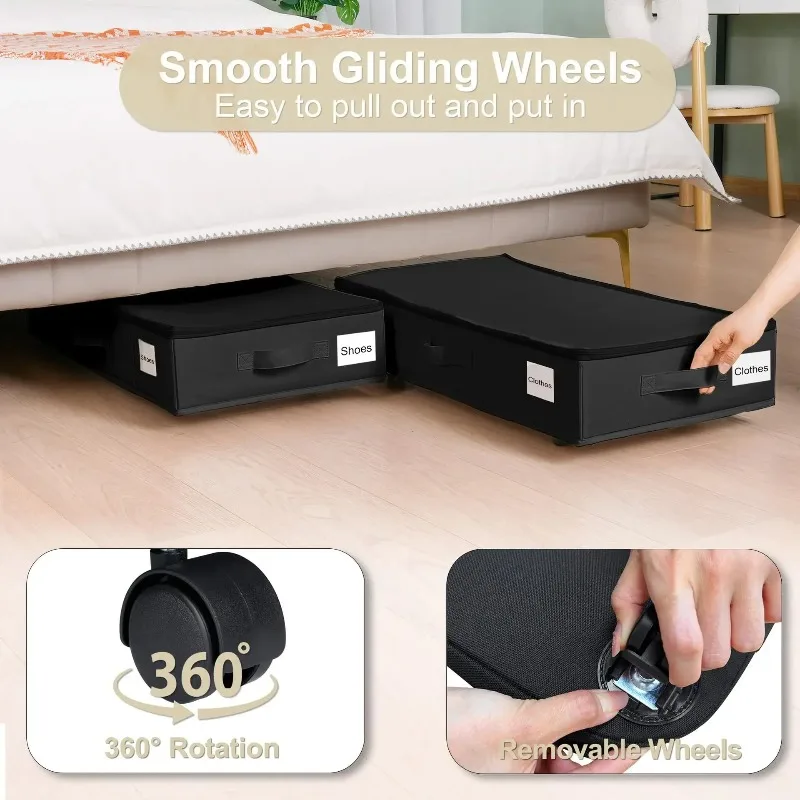 Underbed Rolling Storage Box Large Portable Foldable Wheeled Dustproof Home Space Saving for Travel Clothes Mobile Organizer - Image 4