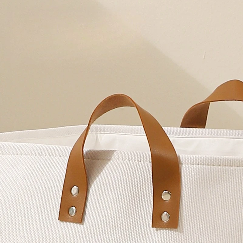 Home dirty clothes basket foldable imitation linen dirty clothes storage basket printed image two handed clothes basket - Image 3