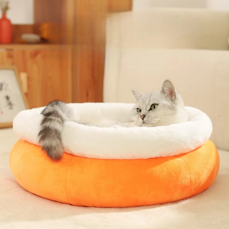Pet cat bedwarm in winter treading on small dogsdog bedfully enclosedsoft treading on milk sleeping bed all season universal pet