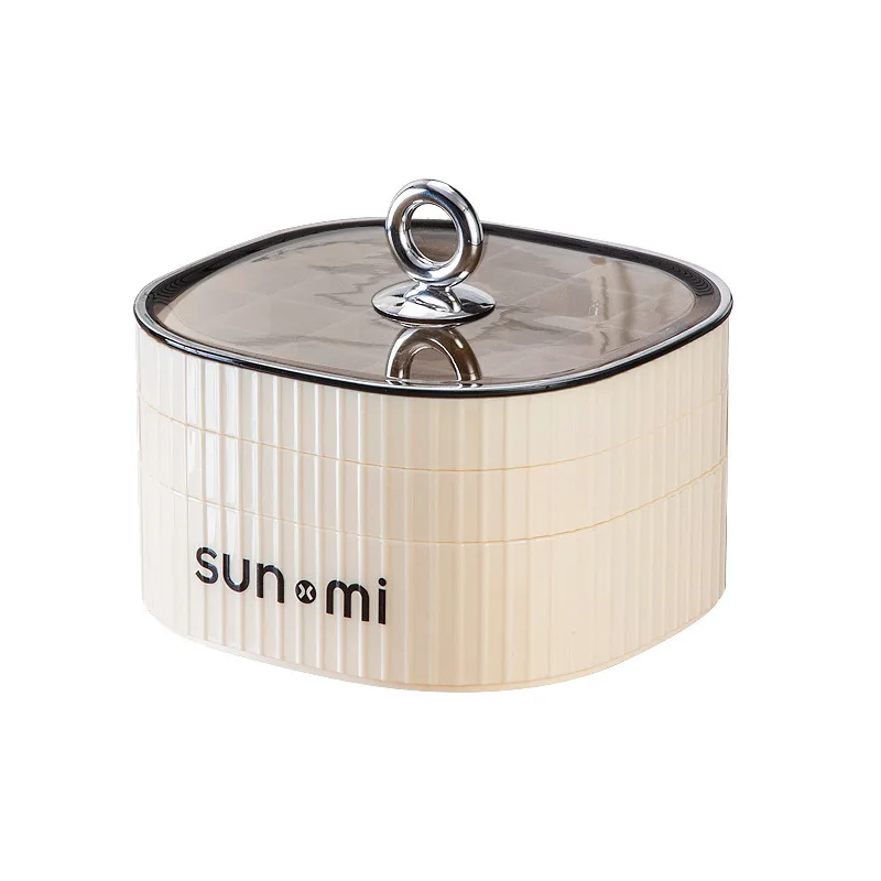 Vintage light luxury jewelry box with cream style multi-layer grid texture texture covered necklace bracelet watch storage box - Image 5