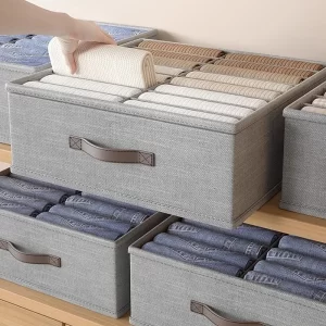Clothes Storage Box Foldable Double Tier with Dividers Drawers Style Dustproof Closet Socks Pants Shirts Underwear Organizer
