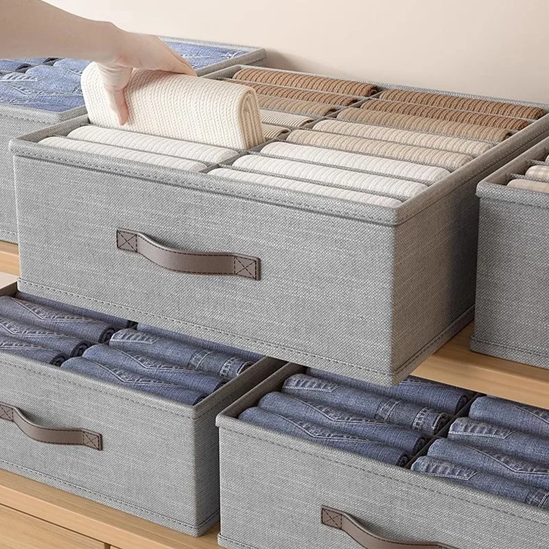 Clothes Storage Box Foldable Double Tier with Dividers Drawers Style Dustproof Closet Socks Pants Shirts Underwear Organizer