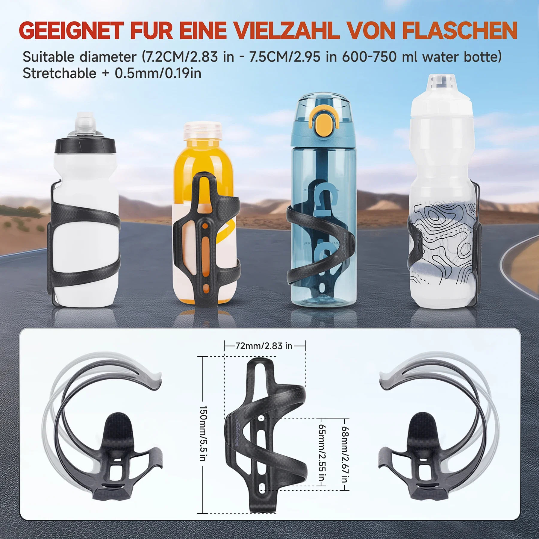 Carbon Side Load Bicycle Water Bottle Cage Mountain Road Bike Water Bottle Holder, Matte Black, Weight (22±2g) - Image 4