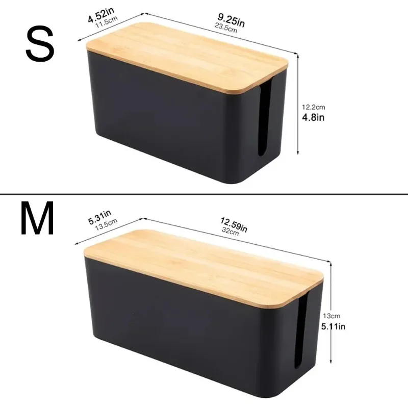 Wire Organizer Box Power Plug Board with Wooden Lid Plastic Wire Boxes Socket Data Cable Junction Box Desktop Storage Box - Image 3