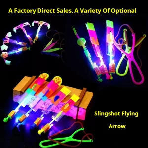 500pcs Led Flying Light Arrow Slingshot Helicopter Kids Ejection Toy Adult Mini Flying Toy Flash Band Rubber Catapult Toys