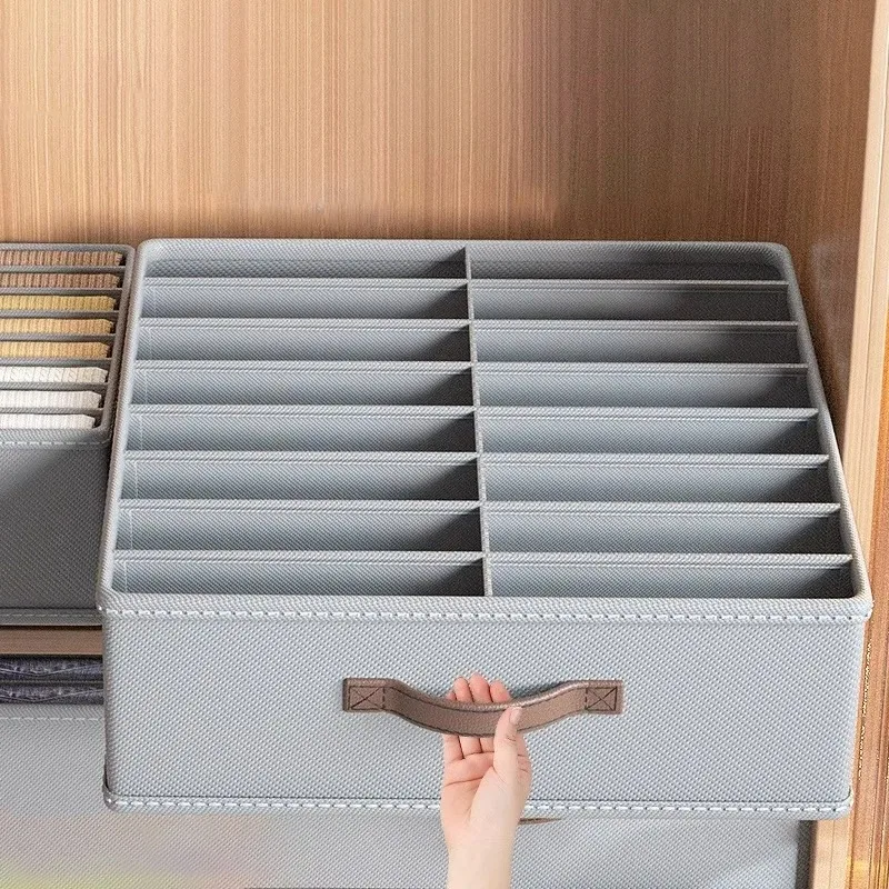 Clothes Storage Box Foldable Double Tier with Dividers Drawers Style Dustproof Closet Socks Pants Shirts Underwear Organizer - Image 4