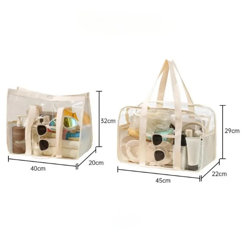 Makeup Bag PVC Transparent Portable Large Capacity Waterproof Swimming Beach Storage for Clothes Travel Essentials Organizer Bag - Image 4
